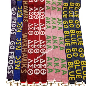 Delta Sigma Theta gameday straps, GAMEDAY PURSE STRAPS, Rock Chalk, Roll ride, Go Frogs, Ole Miss, College purse strap, gameday Straps