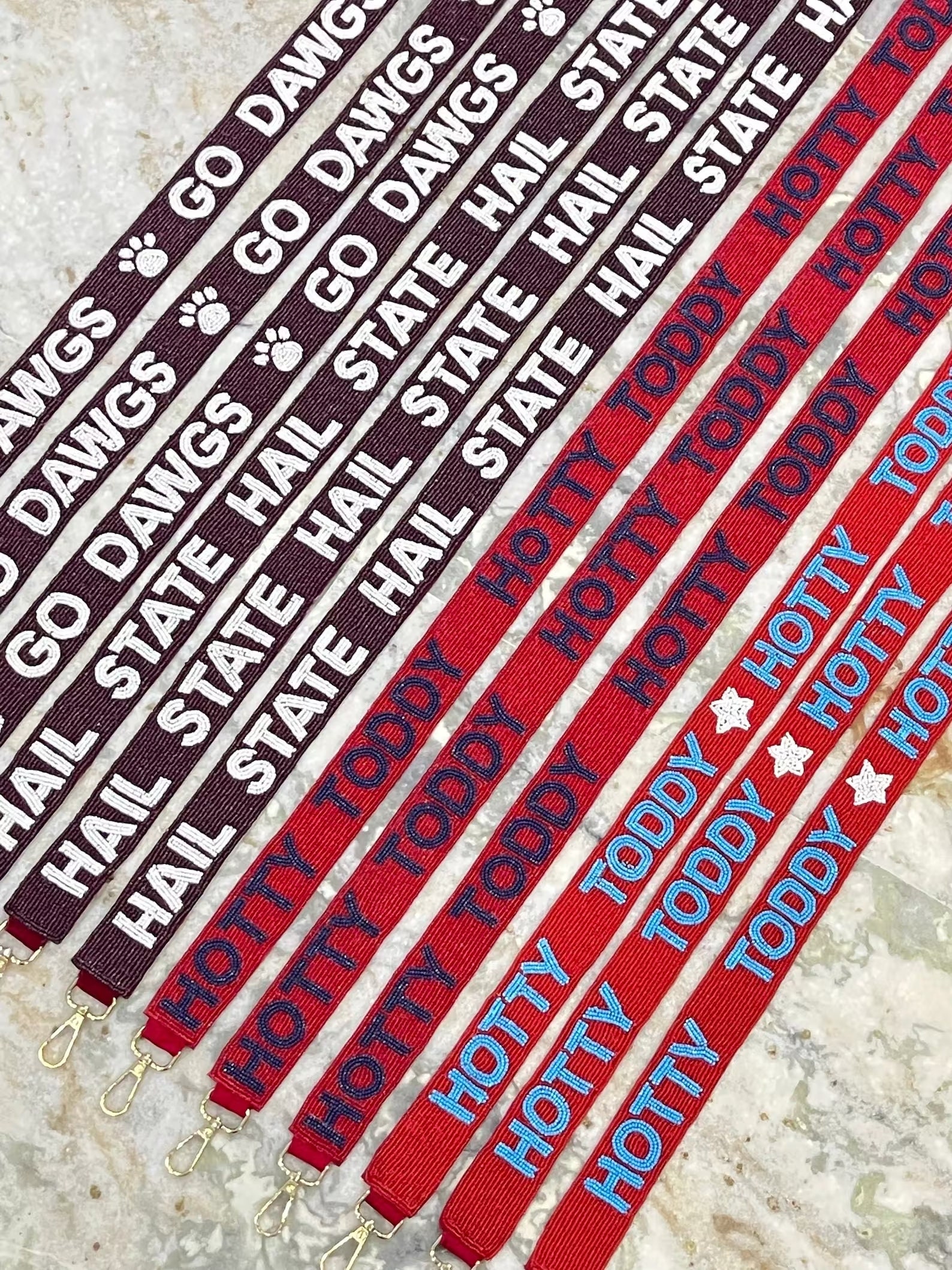 GAMEDAY PURSE STRAPS, Rock Chalk, Roll Ride, University of Arkansas