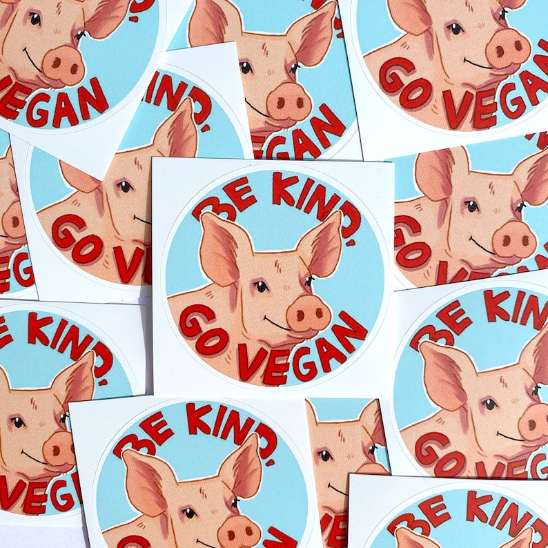 10 round go vegan sticker, weather resistant Bild 1
