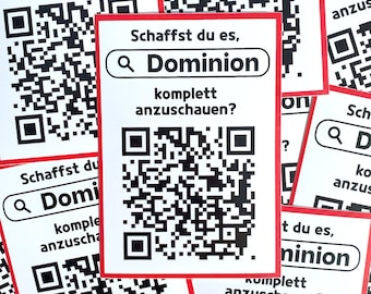 10 Dominion (auf Deutsch) QR Code Sticker für Aktivismus, witterungsbeständig