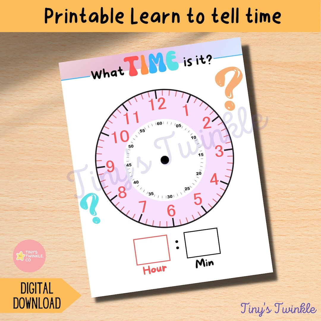 Learn Time Printable Clock Learning Time 1st Grade Kindergarten Math ...