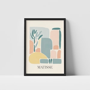 Pastel Matisse Inspired Poster, Boho Matisse Wall Art Print, Soft Abstract Matisse Shapes Print,  Aesthetic Wall Art for Gallery Walls