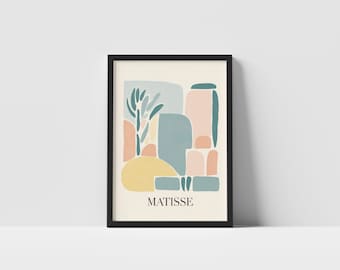 Pastel Matisse Inspired Poster, Boho Matisse Wall Art Print, Soft Abstract Matisse Shapes Print,  Aesthetic Wall Art for Gallery Walls