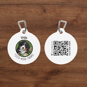 Custom Pet ID Tag with QR Code: Personalized Dog and Cat Collar Tag