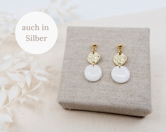 Ohrringe Weiß Gold | Ohrhänger Silber | runde Ohrringe Gold | lange Ohrringe gehämmert gold | dezente Ohrringe Edelstahl Gold | pure ease