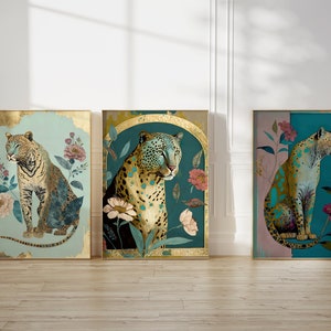 Boho Jaguar, Exotic Cat, Big Wild Cat, Wall Art Prints, Giclee, Boho Collection