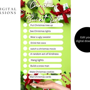 Christmas Bucket List Printable, Winter Bucket List Template, Christmas Activity Checklist, Family Fun To Do List, Holiday, Editable PDF