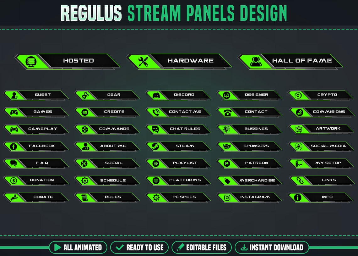 Green Twitch Overlay Package Green Twitch Theme Stream Overlay Pack ...