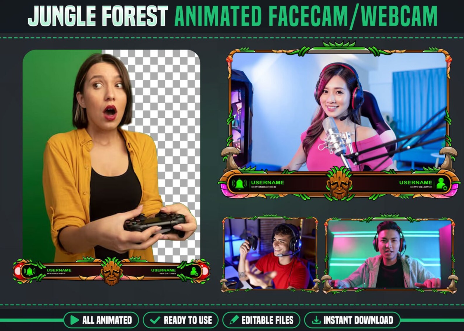 Jungle Forest Stream Overlay Package Nature Twitch Overlay Twitch ...