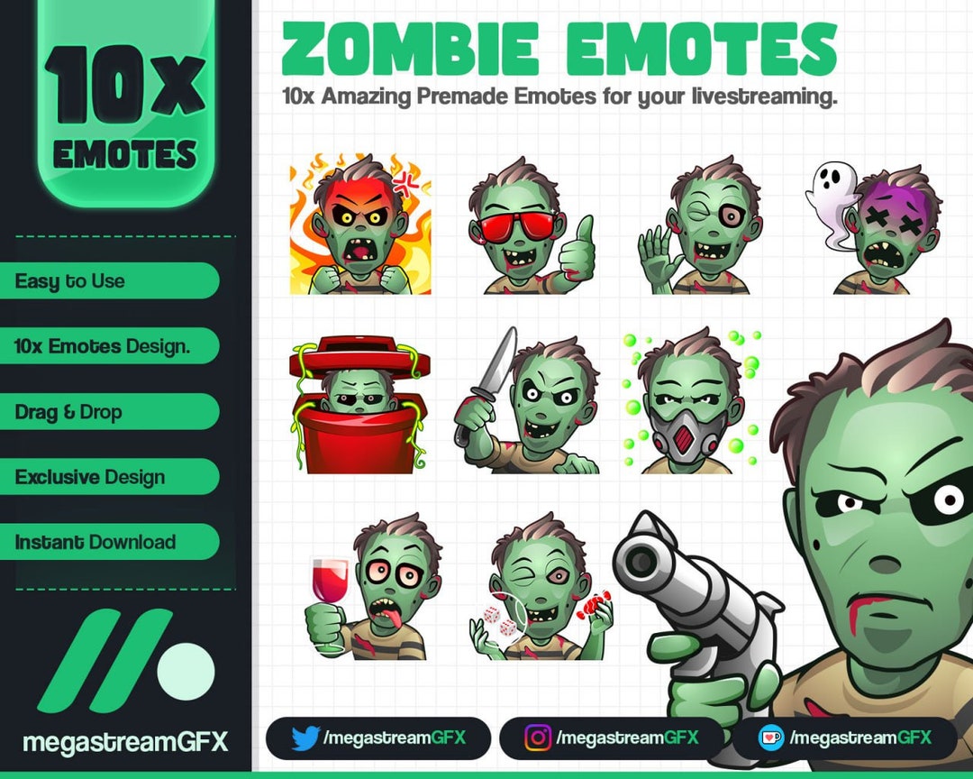 10x Zombie Twitch Emotes Horror Emotes Halloween Twitch Etsy