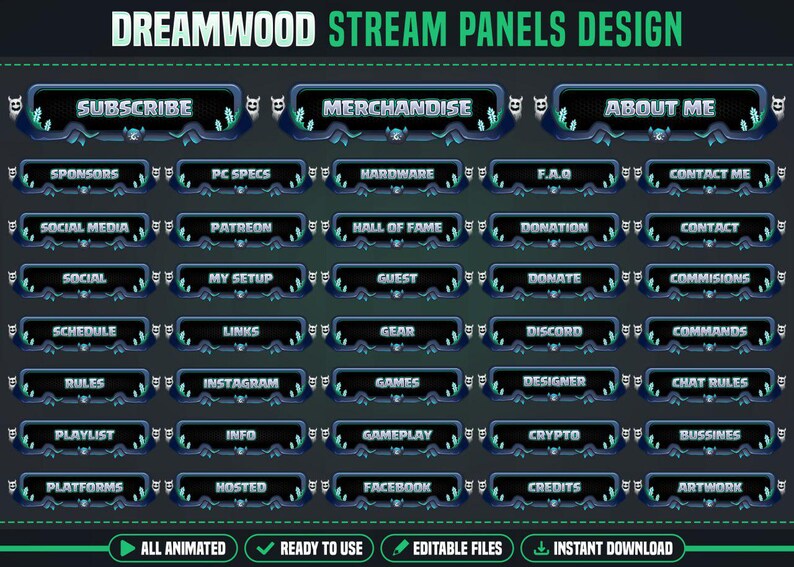 Magic Spell Stream Overlay Package Magical Stream Overlay Blue Overlay ...