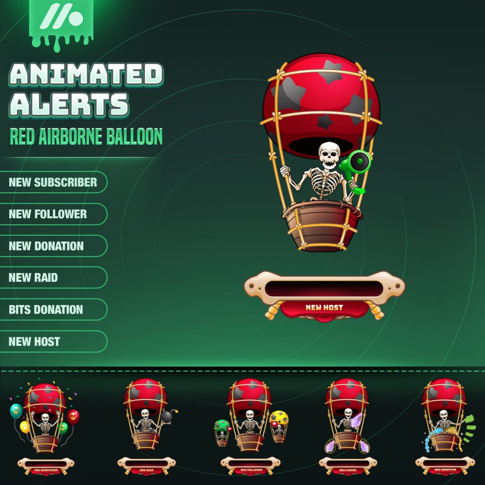 Red Air Balloon Alert Pack Horror Theme Alert Premade Twitch Alert ...