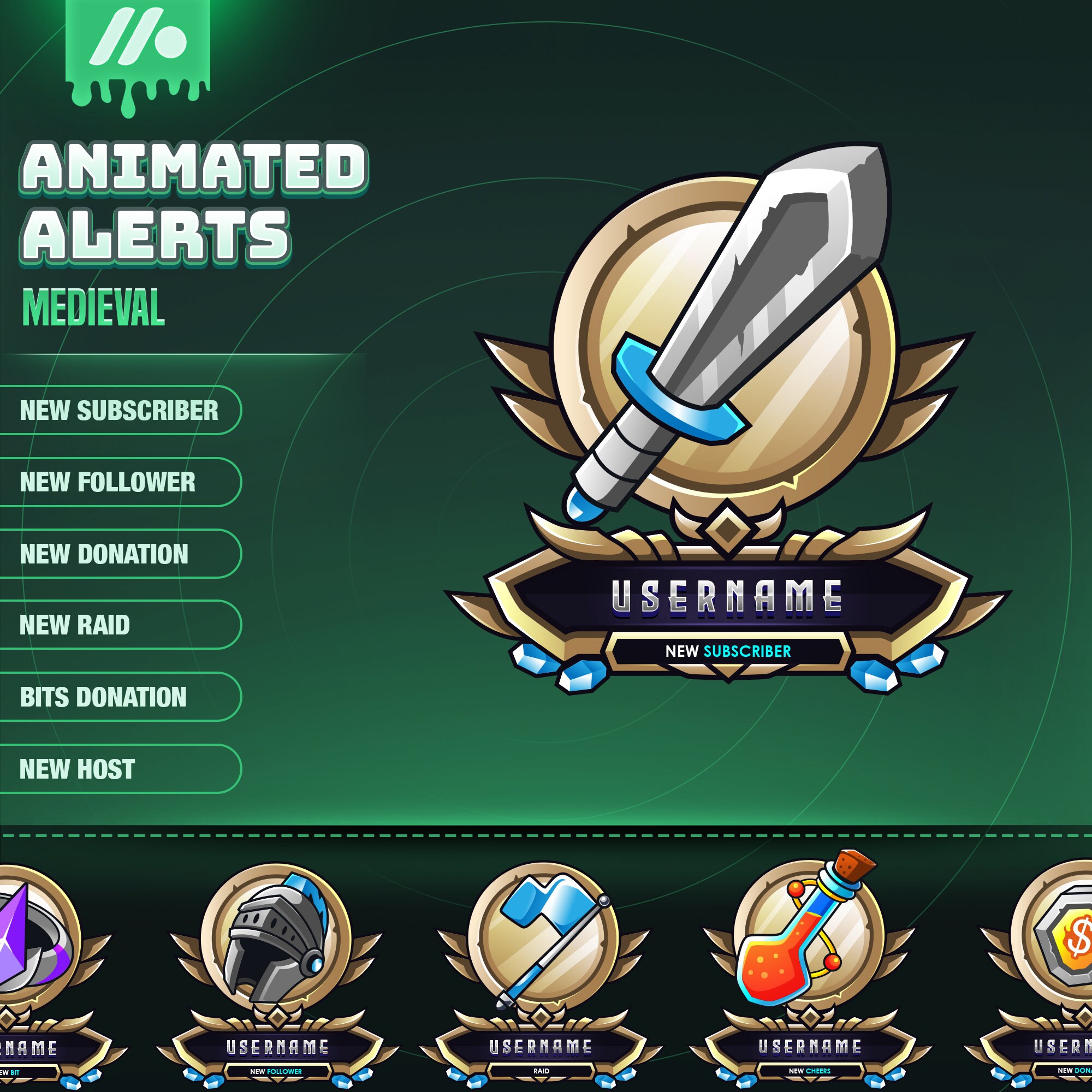 Medieval Knight Twitch Alert Premade Alert Stream Alerts for Twitch ...