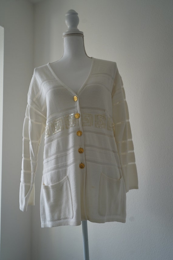 glittering ESCADA twin set, white knit with white 