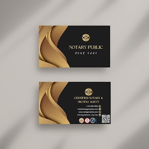 Plantilla de tarjeta de visita de notario de bricolaje, agente de firma de préstamos, notario móvil, Canva, tarjetas personalizables, descarga digital, diseño de tarjeta moderno