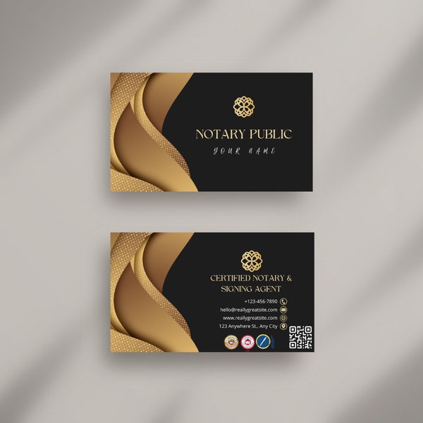 DIY Notary Business Card Template, Loan Signing Agent, Mobile Notary, Canva, Customizable Cards, Digital Download, Modern Card Design