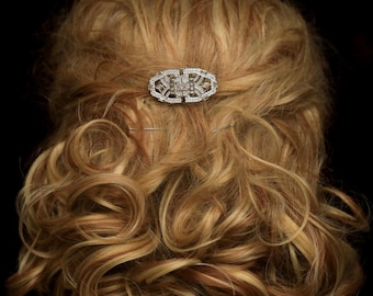 Peigne à Cheveux Art Déco Style Années 1920 En Doré Avec CZ Et Perle Naturelle | Peigne Chignon événement SB41