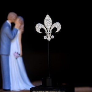 素晴らしいブローチペンダントベルエポックアールヌーボーユリセット CZ バゲットホワイトヴィンテージスタイルロジウムメッキウェディング