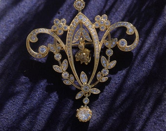 Grande Broche Vintage Micris En Métal Doré - Bijou Rétro Collection - Occasion