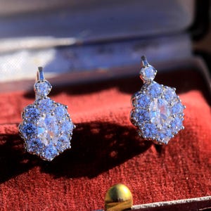 Stunning Art Deco 925 Sterling Silver Oval Floral Stud Earrings Set with Brilliant White CZ Vintage 1920s Style Wedding Lightweight