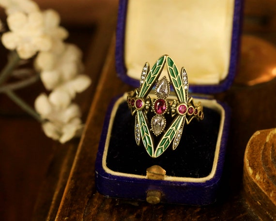 Sterling Silver Blue Sapphire, Ruby and Emerald Dragonfly Set of 3 Rings Sterling Silver Blue Sapphire, Ruby and Emerald Dragonfly Set of 3 Rings