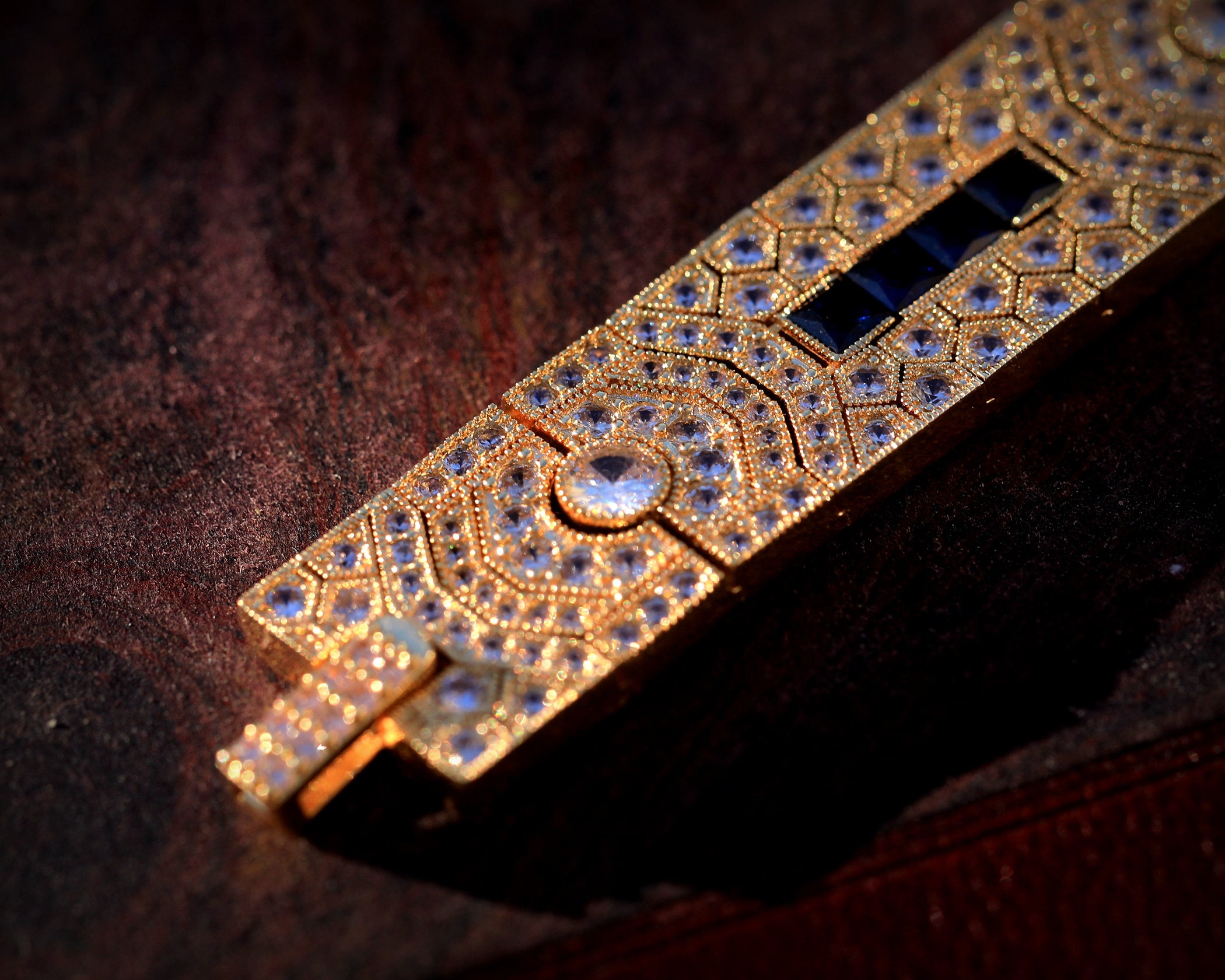 BELLE ÉPOQUE Sapphire Bracelet 18K WG Belle Époque Sapphire and Diamond Bracelet For Sale at