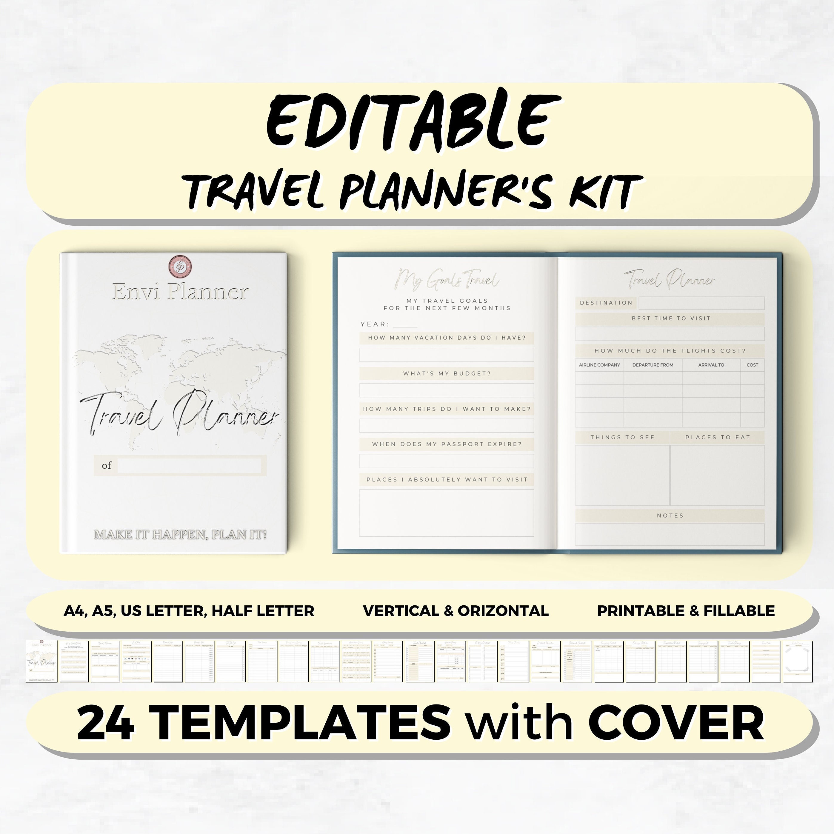 Digital Travel Planner | Vacation Planner | Travel Checklist ...