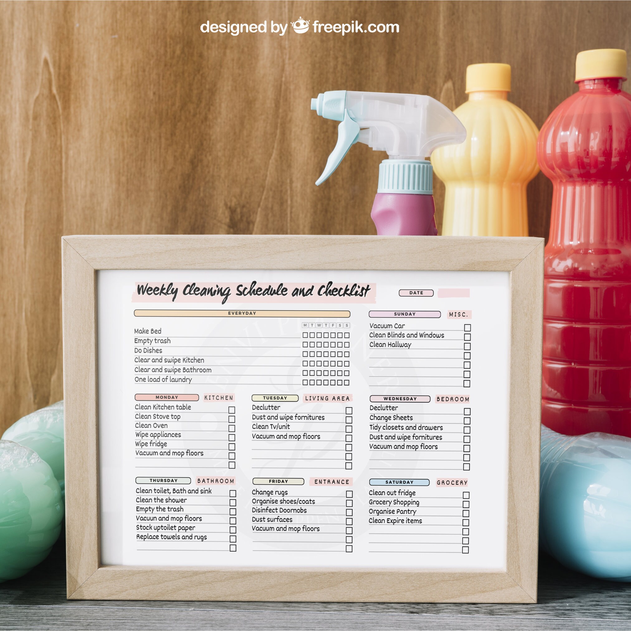 Editable Cleaning Schedule | Weekly Schedule | Home Cleaning Planner ...