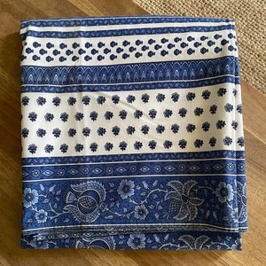 Vintage blue rectangular Provençal tablecloth