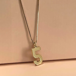 14K Solid Gold Number Necklace: Personalized Sports Fan Jewelry