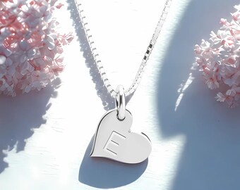 Personalized Heart Necklace: 925 Sterling Silver, Initial Engraving