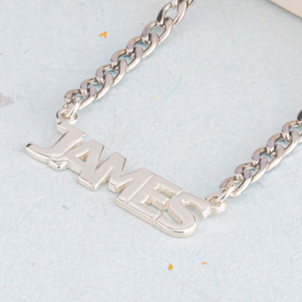 Cuban Link Chain Name Necklace - Custom Bold Name Jewelry-Personalized Cuban Link Chain Name Necklace for Men Or Women