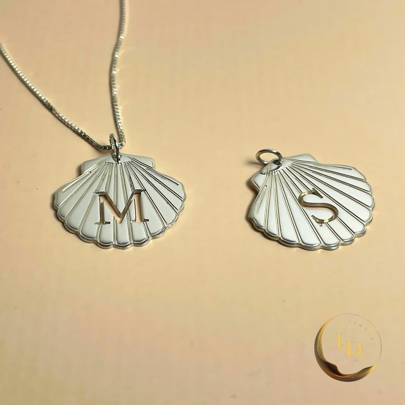 Seashell Initial Necklace: Sterling Silver or Gold Plated, Personalized ...