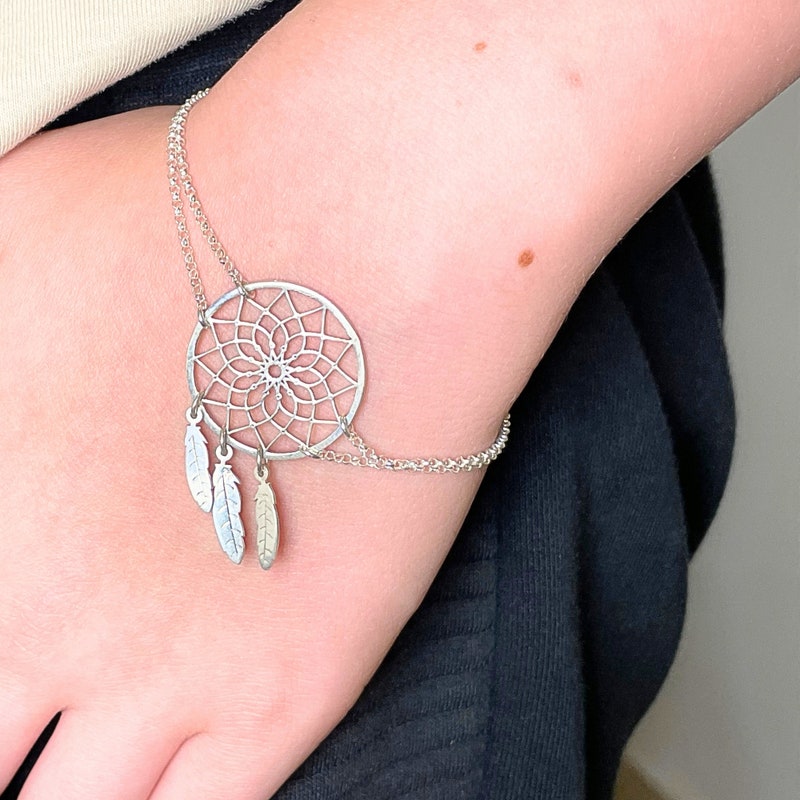 Silver Dreamcatcher Charm Bracelet