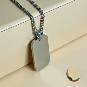 Collar cubano de moda con grabado personalizado - Colgante de placa de identificación de acero inoxidable