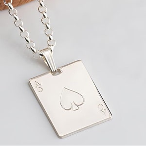 Pendentif pique, coeurs, diamants, trèfle - Collier cartes à jouer personnalisé pour homme ou femme - Pendentif personnalisé en or/argent pour lui et elle