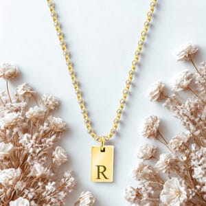 Men&#39;s Rolo Chain With Personalized Dog Tag – 925 Sterling Silver or 24k Gold Plated, 3mm Chain, Custom Initial Necklace