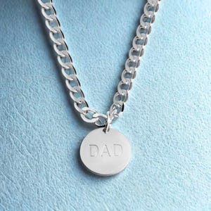 Engraved Cuban Link Chain Necklace for Dad: Sterling Silver Men&#39;s Jewelry