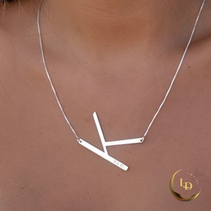 Collares con letras grandes y nombre, colgante con inicial personalizado en plata de ley, oro de 24 quilates y oro rosa, joyas personalizadas únicas, regalos personalizados