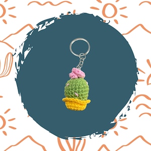 US crochet pattern Cactus Beginner friendly key chain