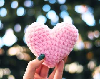 eng crochet pattern+full video how to make plush heart, Valentine’s Day gift