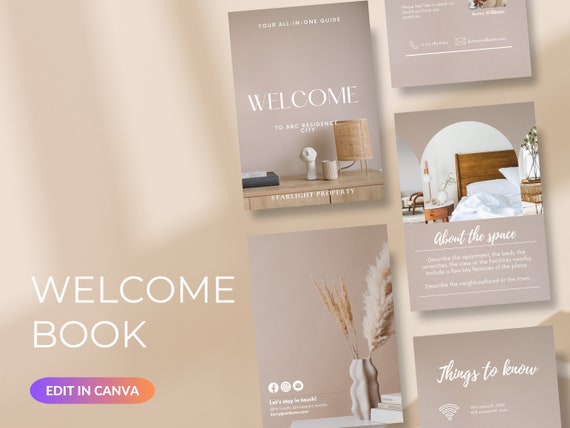 Airbnb Welcome Book Template | Minimalist Theme | Airbnb House Guide Canva | Airbnb Guidebook | VRBO Guest Book | Vacation Rental