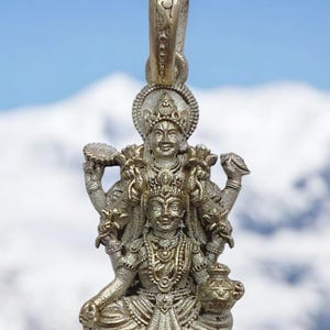 Lord Shri Vishnu and Laxmi sterling silver 92.5% pendent for unisex