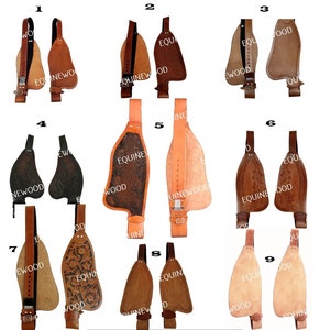 Replacement Western Genuine Leather Adjustable Saddle Fender Set in Any 9 Patent Designed by EQUINEWOOD image 1