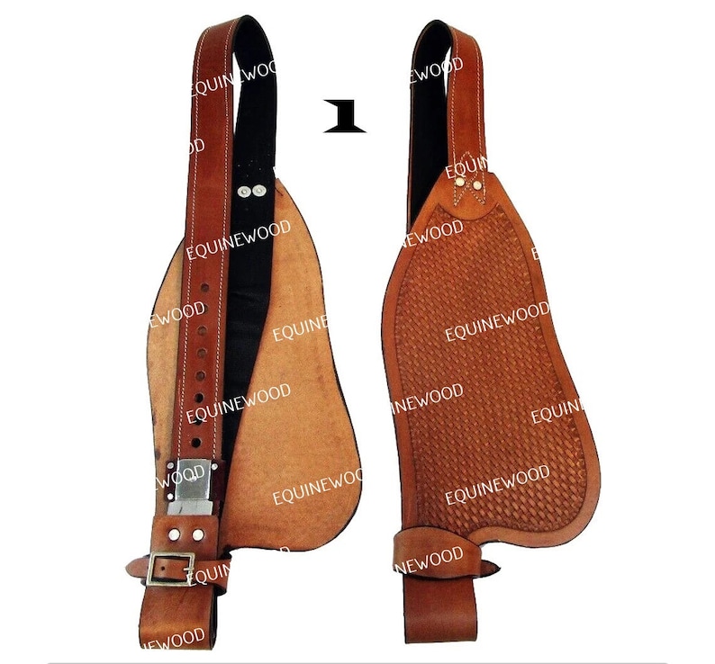 Replacement Western Genuine Leather Adjustable Saddle Fender Set in Any 9 Patent Designed by EQUINEWOOD image 2
