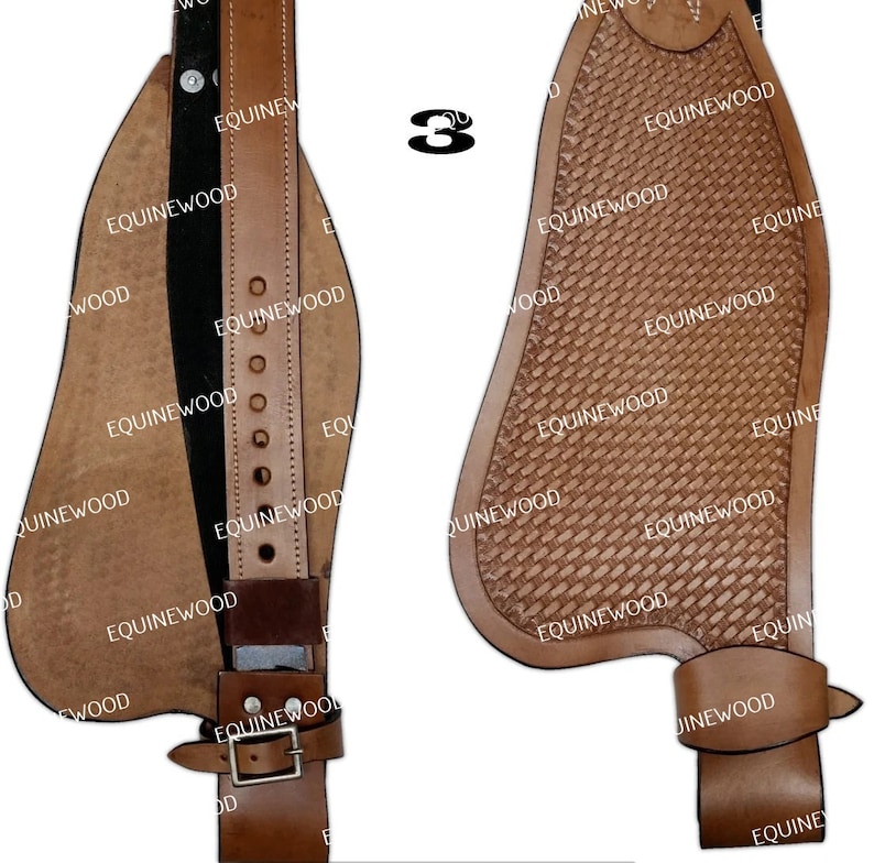 Replacement Western Genuine Leather Adjustable Saddle Fender Set in Any 9 Patent Designed by EQUINEWOOD image 4