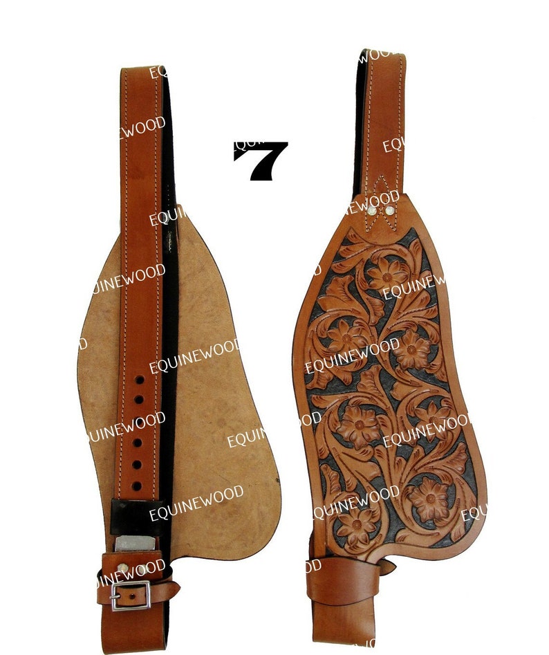 Replacement Western Genuine Leather Adjustable Saddle Fender Set in Any 9 Patent Designed by EQUINEWOOD image 7