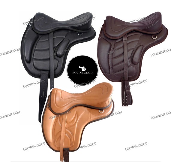 Handmade Treeless Leather Freemax English Saddle with Girth and Stirrups Size 10" --18" inch FREE SHIPPING By EQUINEWOOD