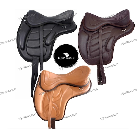 Handmade Treeless Leather Freemax English Saddle with Girth and Stirrups Size 10" --18" inch FREE SHIPPING By EQUINEWOOD