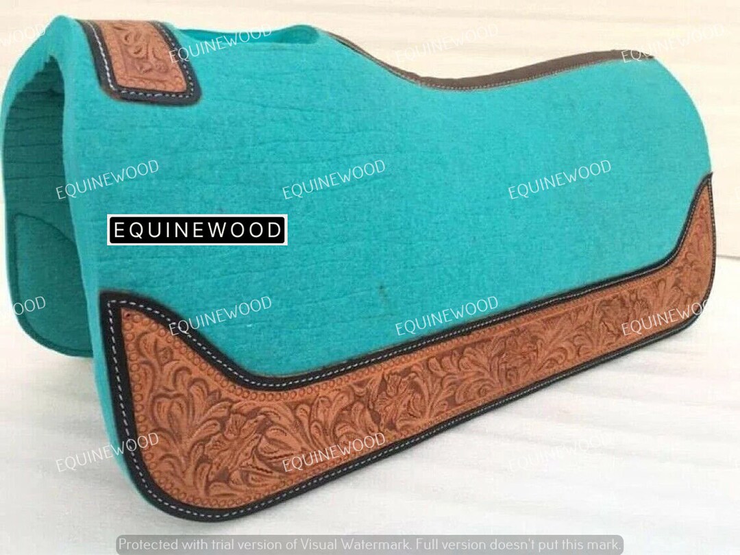 Turquoise Handtooled Western Saddle Pad Felt 1 Thick Saddle Pad With